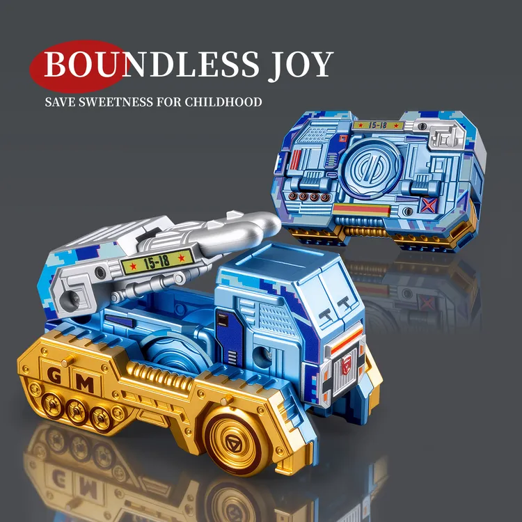 2025新款陀螺变形机器人玩具儿童解压转转乐变形军事战车男女孩
