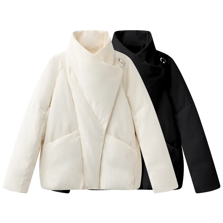 艾家时尚韩版立领女常规偏门襟短款羽绒外套韩版休闲百搭女士4008