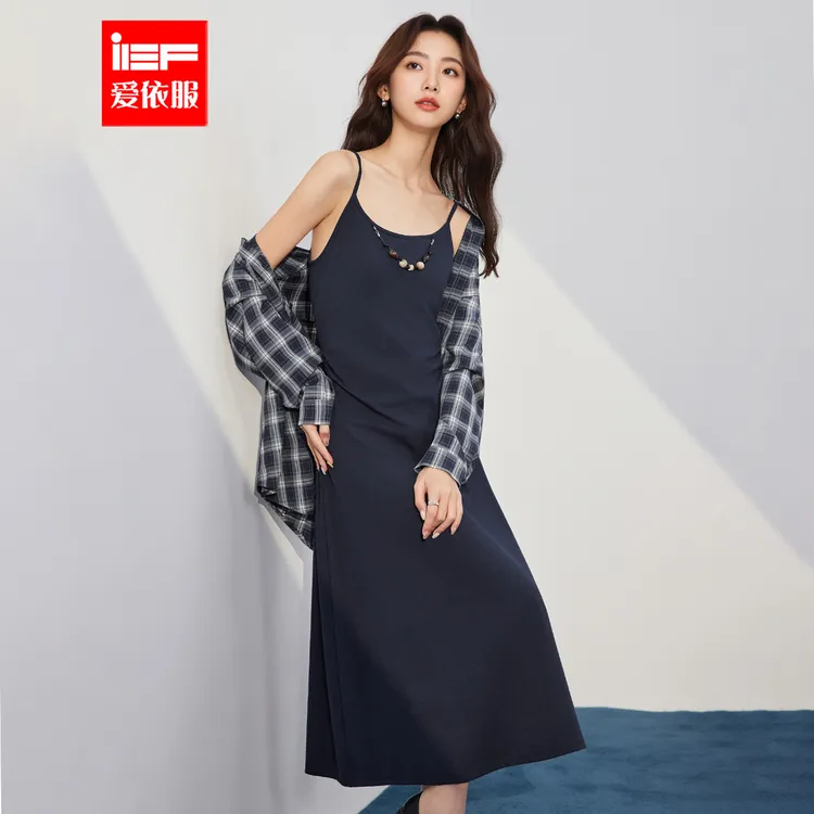 IEF/爱依服连衣裙2025秋季新款韩版时尚休闲慵懒风衬衫吊带裙套装