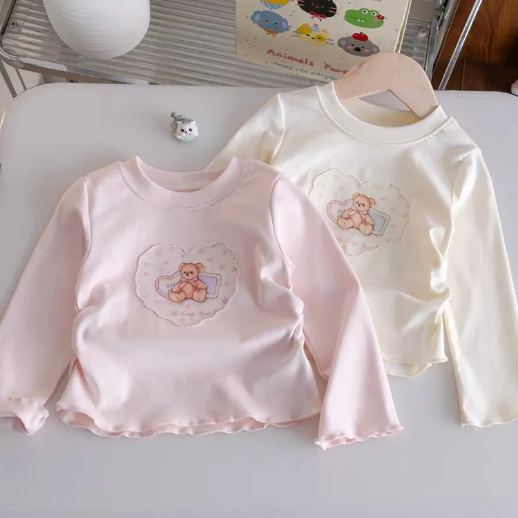 女童卡通打底衫25秋季新款可爱印花上衣女宝休闲百搭爱心长袖T恤