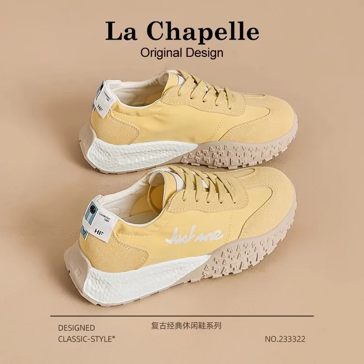 拉夏贝尔厚底德训鞋女2025新款冬季百搭休闲运动鞋平底阿甘鞋女鞋