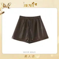 【南法枫叶】格雷系设计质感松紧腰短裤女3519高腰