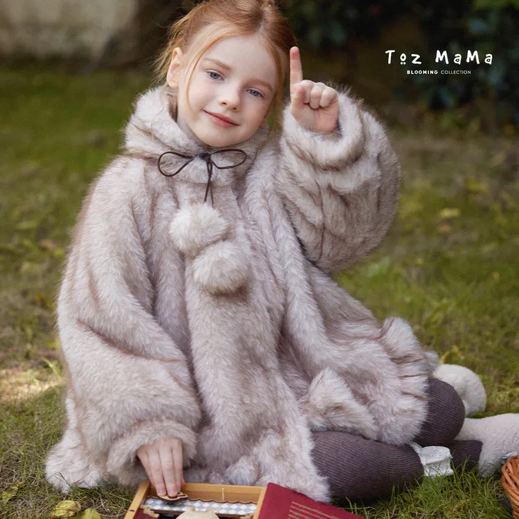 Toz Girls豆几妈秋冬毛毛大A版高级保暖长款夹棉外套质感皮草