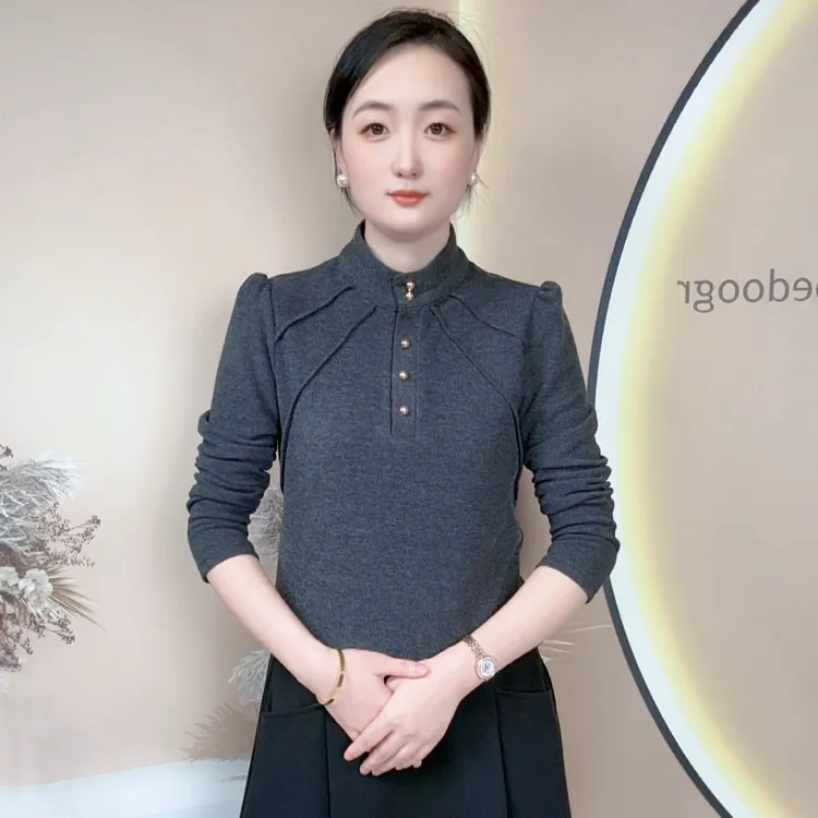 2025冬季新款双面绒衬衫立领设计洋气舒适女士长袖上衣