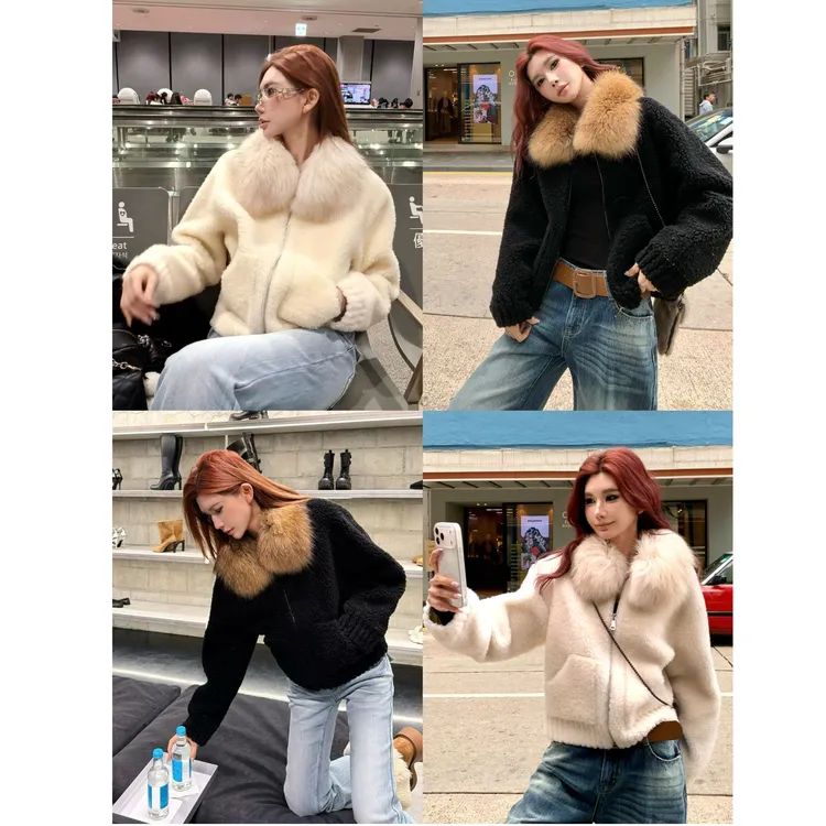 婉君【咩咩小羊】原创“定制绵羊毛+貉子毛领”外套LWJ25D4C4106