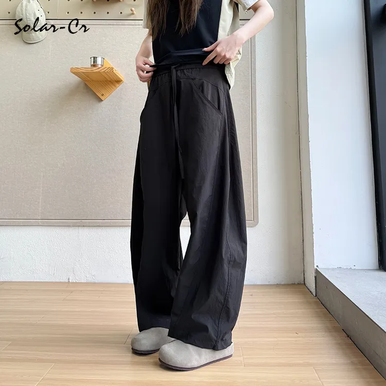 solarcr夏季垂感百搭休闲裤薄款宽松高腰阔腿裤男女时尚直筒裤