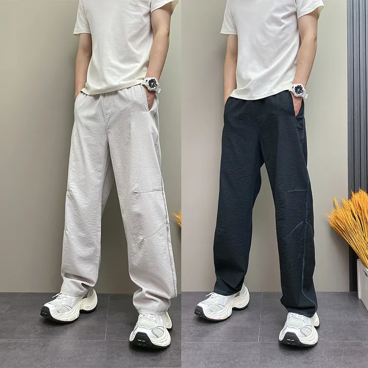 2025年夏季薄款潮流韩版痞帅宽松哈伦裤青年男士休闲直筒阔腿裤子