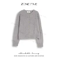 【zonefive】新款时尚毛衣厚款长袖毛针织衫刺绣针织开衫百搭女装