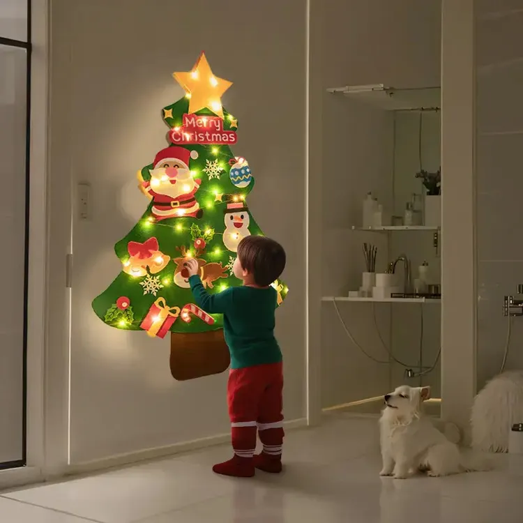 diy手工毛毡圣诞树2025儿童玩具材料包圣诞节礼物装饰品家用新款