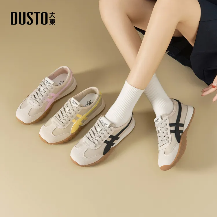 大东女鞋拼色德训鞋2025秋季新款通勤外穿百搭软底运动休闲鞋1912