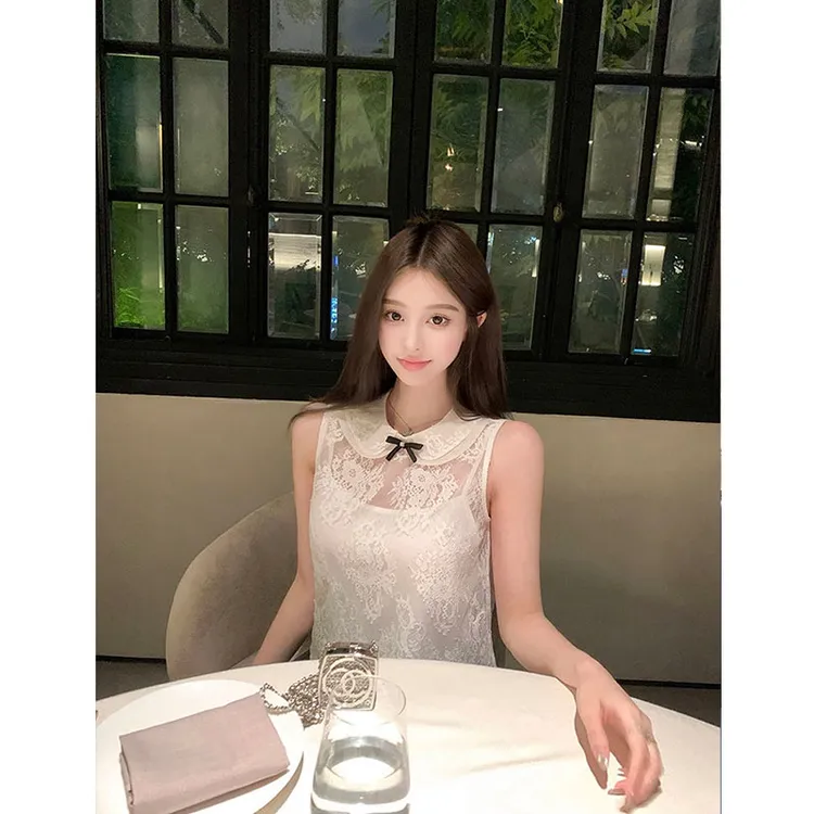 2025年夏季新品高级感法式轻奢蕾丝无袖背心上衣收腰显瘦半身裙女