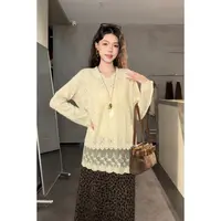 旻旻家V领蕾丝内搭秋冬款保暖百搭遮肉显瘦长袖打底衫女10163