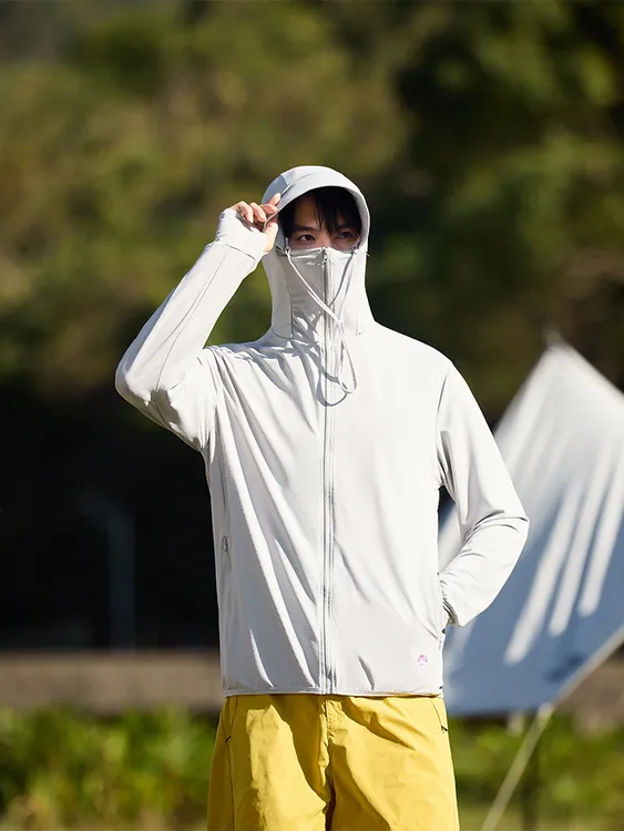 男女同款款夏季新品冰丝轻薄透气速干防紫外线可拆大帽檐防晒衣