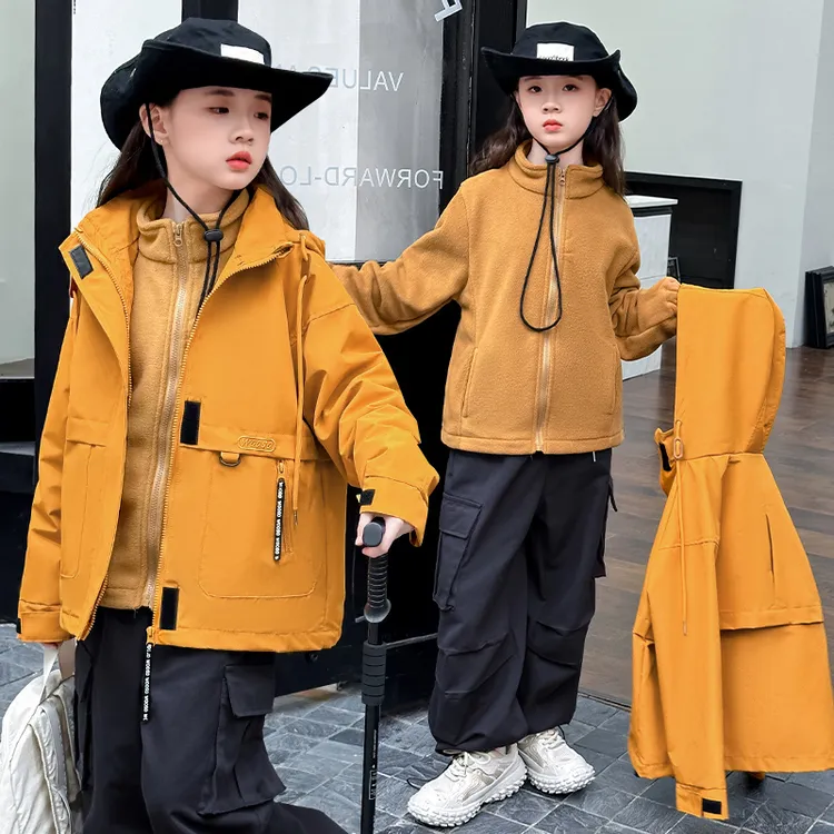 儿童秋季爆款冲锋衣三件套2025新款6-14岁中大童时尚拆卸三合一