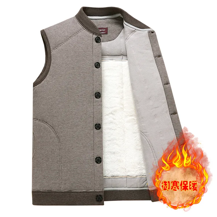 男士男装马甲中老年爸爸驼绒棉马夹宽松弹力坎肩居家爷爷棉袄