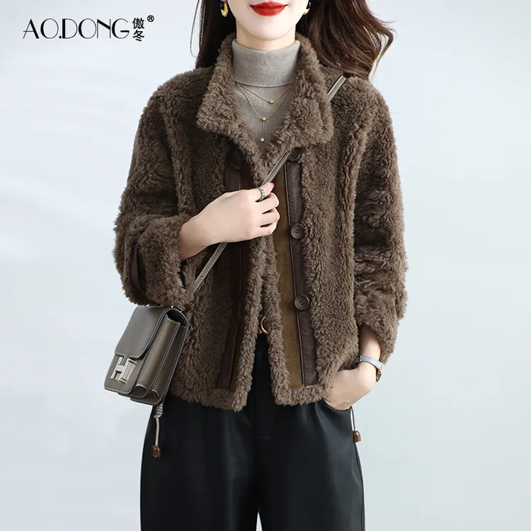 2025新款海宁颗粒绒皮草外套女短款加厚减龄立领保暖羊羔毛大衣冬