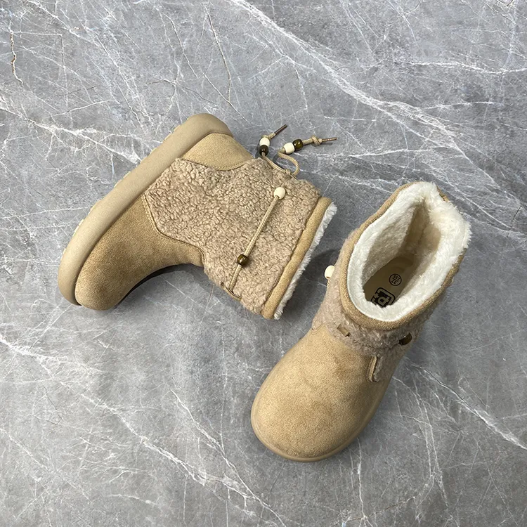 冬季卡其外穿保暖百搭雪地靴女款2025爆款加绒加厚休闲棉鞋毛毛靴