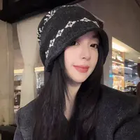 费尔岛风菱形雪花提花针织帽