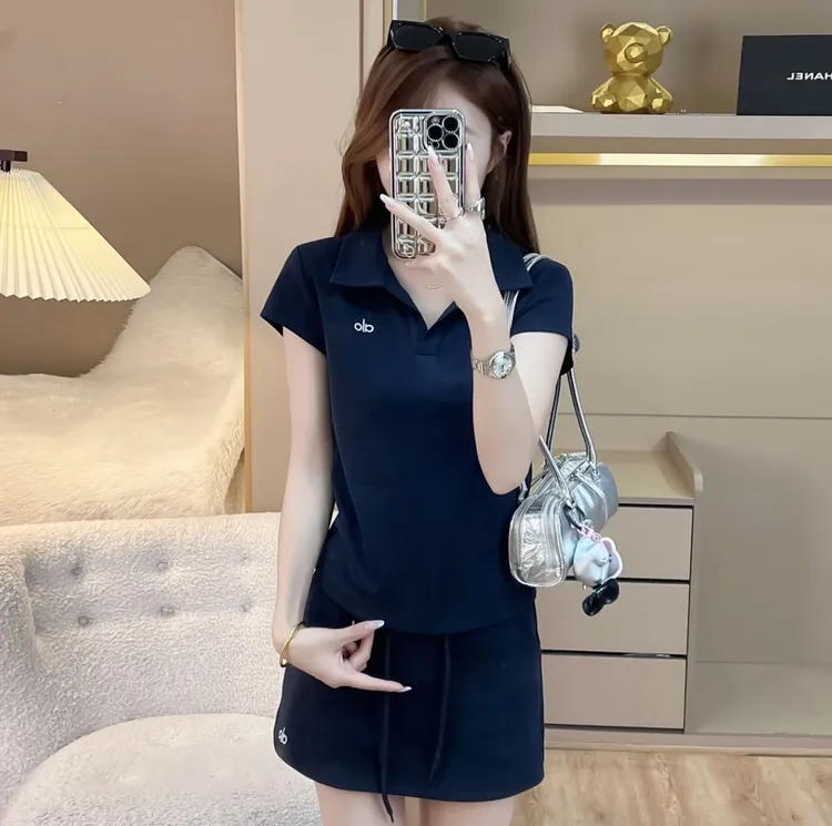夏季新款休闲简约刺绣小标POLO领T恤显瘦百搭