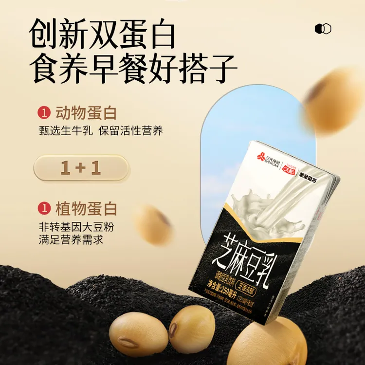天爱芝麻豆乳250ml*6盒醇香细腻浓郁可口代餐饱腹