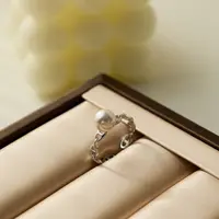 阿卡妍 925银戒指 曼塔玫瑰紫珠猪鼻子开口戒指气质时尚百搭复古