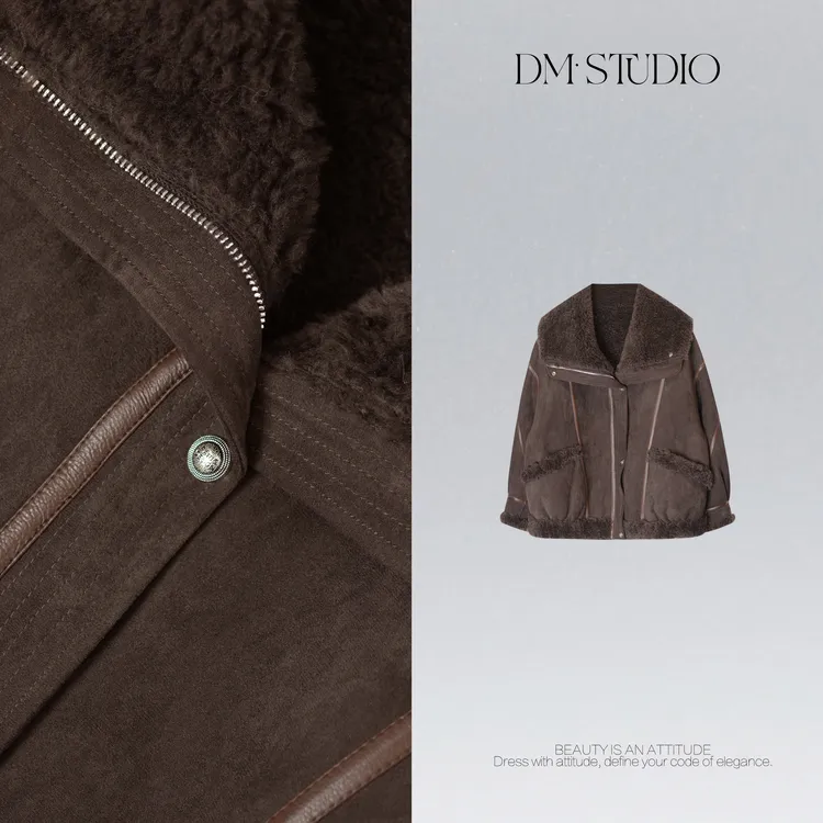 DEDM•STUDIO/轻奢小众高级感保暖复古绵羊毛外套2510WT/K217-1