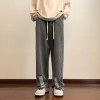 66181春秋潮牌美式复古设计感破洞高街ins休闲百搭直筒牛仔长裤