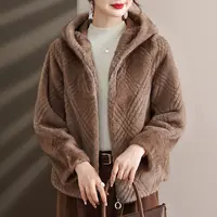 【雪夕】妈妈秋冬装气质连帽外套  三色可选   P-J-SLE8555