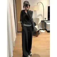 UND@K8800 韩系慵懒休闲长袖连帽卫衣宽松阔腿裤套装 9-25
