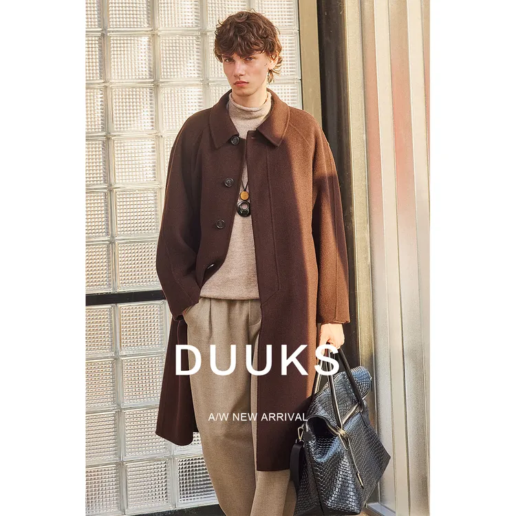 DUUKS全羊毛呢子大衣男士2025新款秋冬季绒韩版双面呢外套中长款