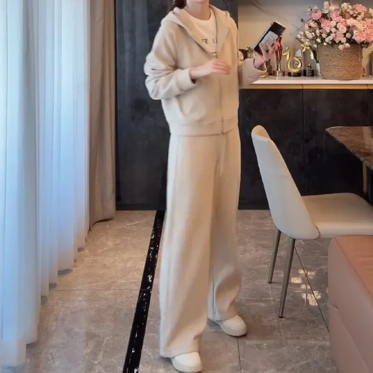 新款冬季加绒加厚外套休闲裤两件套LK2506807