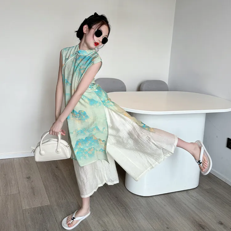 女童国风套装夏2025新款夏季女大童新中式高端旗袍儿童夏季套装裙