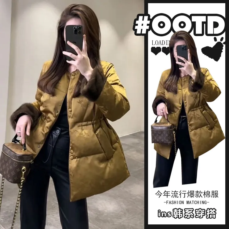 2025春秋新款设计感别致保暖棉服外套女高级感别致纯色显气质棉衣