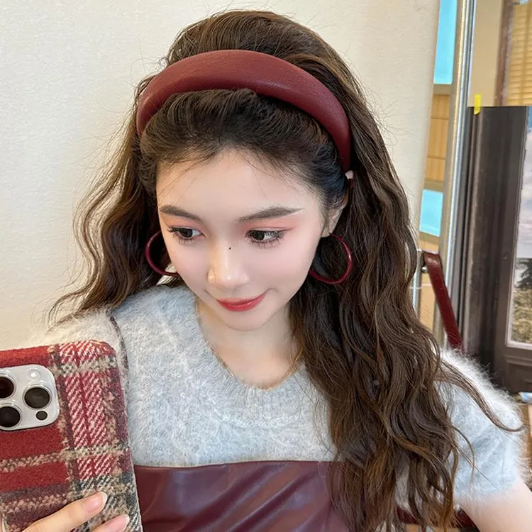 依然~复古酒红色发卡发箍女2025新款简约头箍防滑不压发头饰
