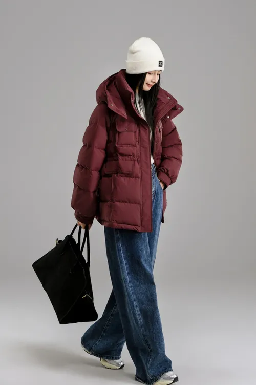 2025新款90%白鸭绒女款羽绒服加厚冬季保暖轻奢时尚连帽收腰显瘦