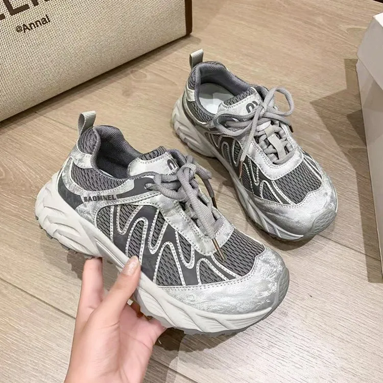 女款爆款新款秋季时尚网面透气老爹运动鞋2025今年流行鞋子鞋子