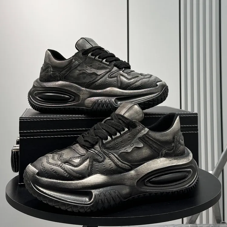 复古做旧老爹鞋2025春夏新款小众设计男鞋厚底内增高休闲运动鞋