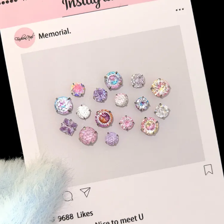 钛钢耳饰 RINGRING商店薄荷糖纸ins风爆闪多切面养耳耳骨钉耳钉