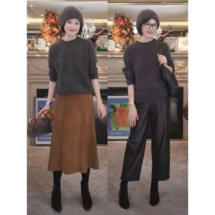 我是摩羯 黑标直通巴黎意大利C家100羊绒拉绒德国STOLL机冬针织衫