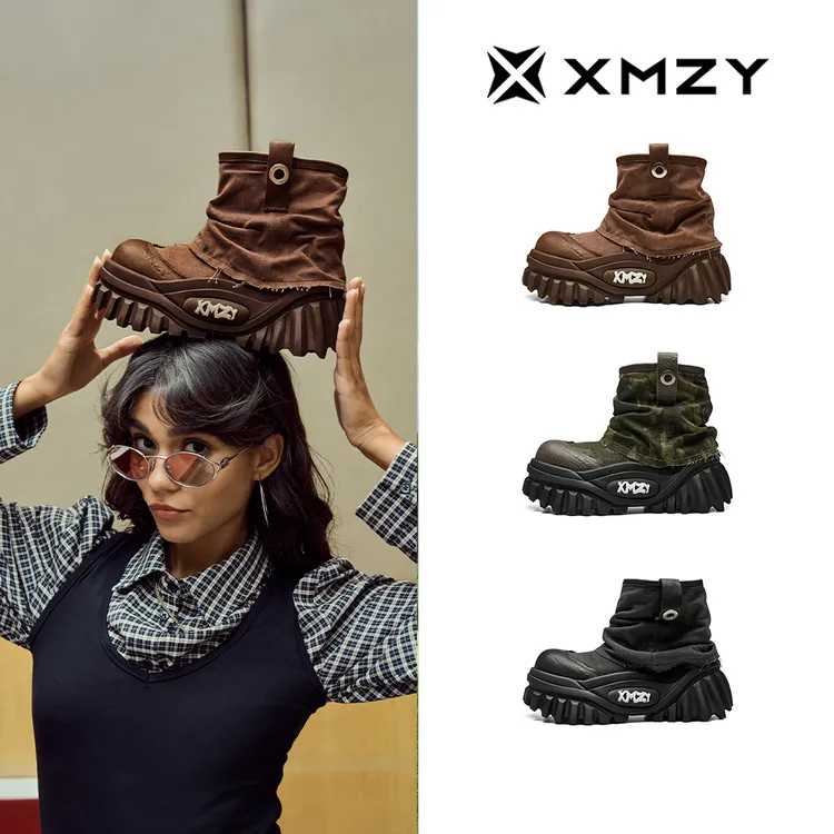 【磐野】XMZY2025秋季新款原创复古设计时尚西部靴厚底切尔西短靴女