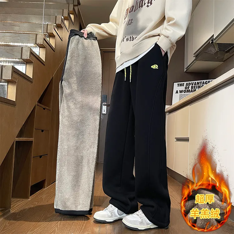 超厚羊羔绒青少年加绒加厚裤子2025冬季时尚百搭休闲裤显瘦保暖裤