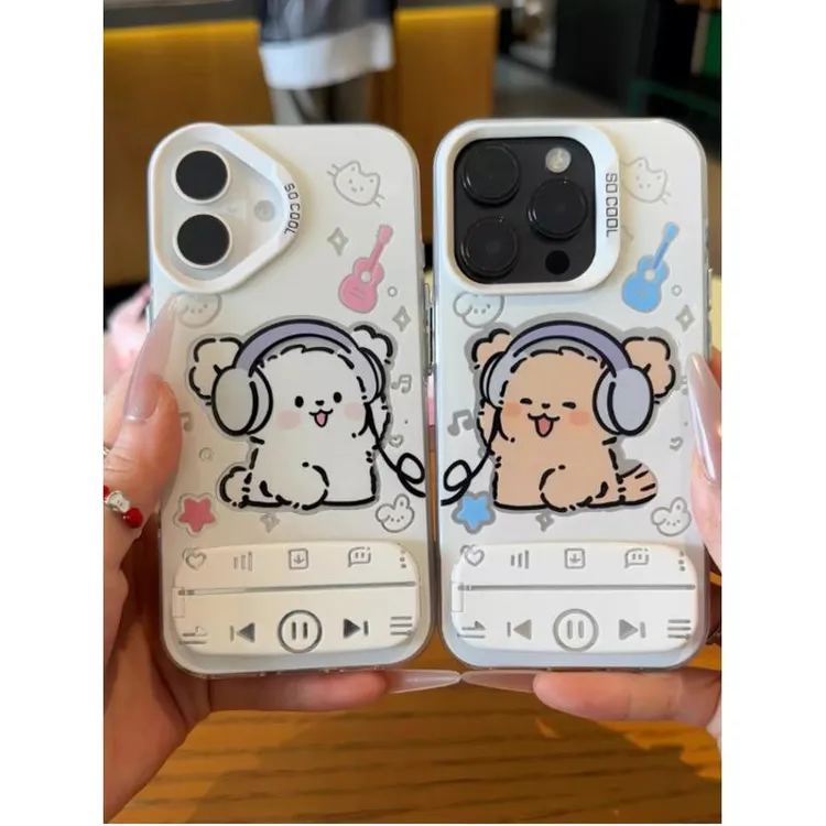 情侣小狗镜面支架适用苹果16promax手机壳mate70provivo华为小米