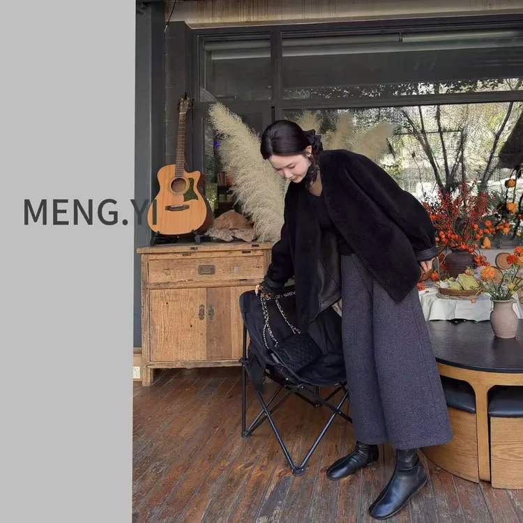 MENG.YI100全羊毛休闲毛毛外套5407