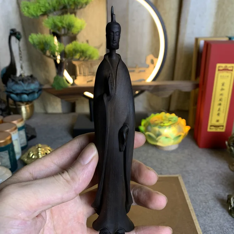 高货哦 太行崖柏雷击木16.5公分北魏佛行蝉手摆件