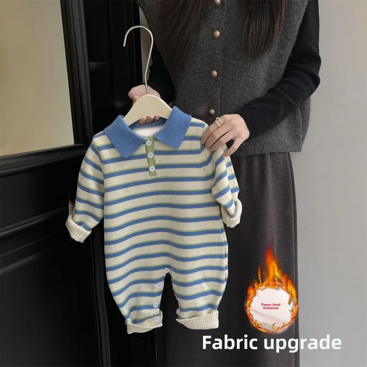 巴拉优选婴儿连体衣春秋款可爱超萌哈衣洋气针织毛衣男宝宝秋款衣