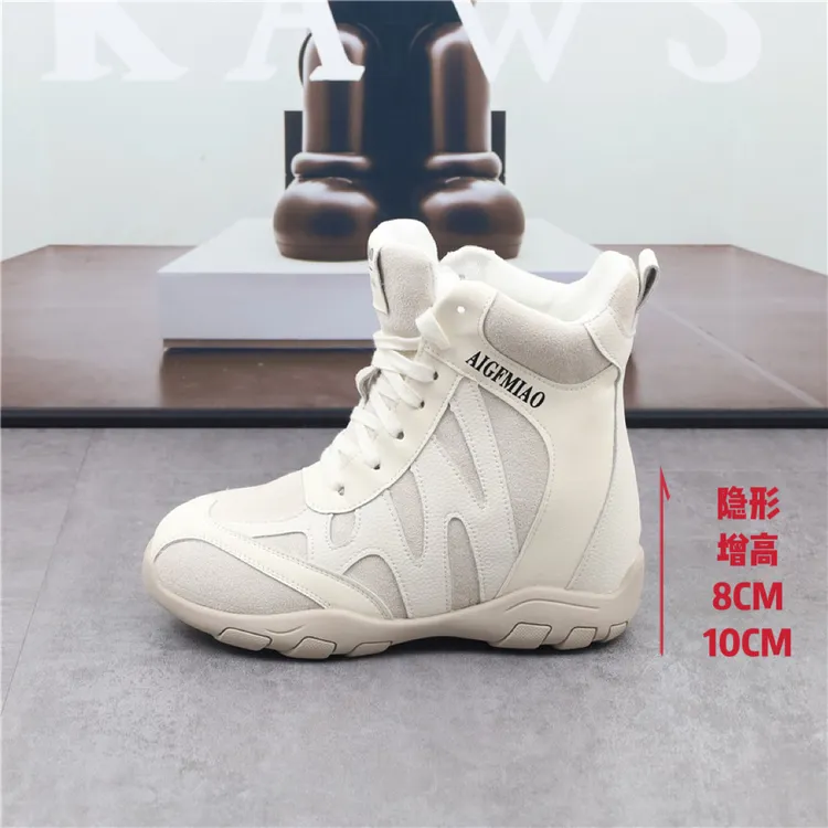 内增高10CM复古马丁靴女秋冬新款户外登山鞋8cm加绒厚底西部短靴