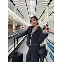 大婉酱微胖定制【黑糯米外套】简约双拉链立领连帽上衣秋外套9962D 