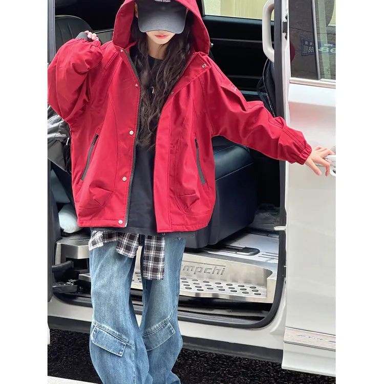 K29750孙小美潮流女童秋装冲锋衣2025新款连帽外套大童春秋上衣潮