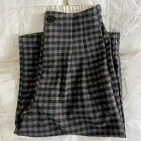 秋冬加绒黑灰复古格子西装裤女小个子显瘦宽松垂感拖地阔腿裤