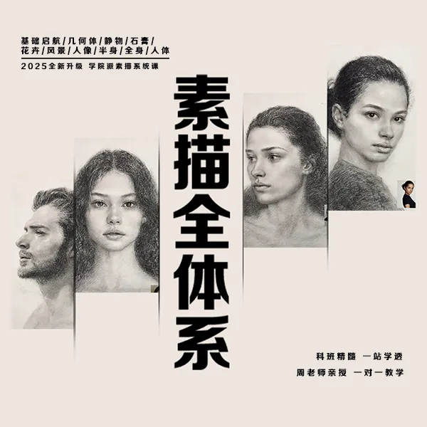 周老师素描从入门到精通线上视频课，小白轻松学会素描。